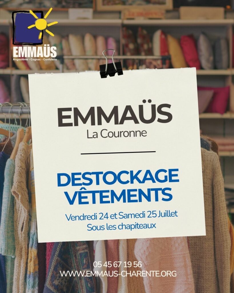 Emmaüs La Couronne, Déstockage vêtements